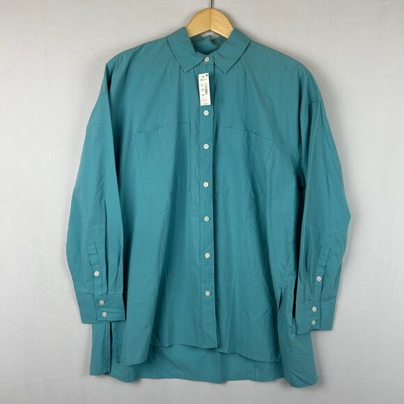 Madewell The Oversized Straight Hem Shirt in Signature Poplin Blue NP064 Size M - Picture 1 of 12
